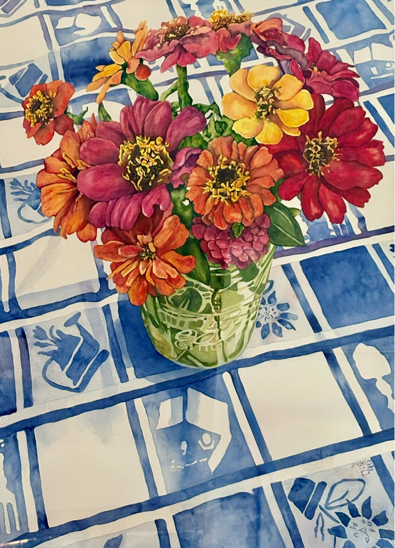 "Picnic Zinnias" by Deb Ward